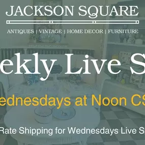 Take a break from your inbox and join us for Lunchtime Lives with Jackson — a midweek dose of vintage joy, laughs, and fabulous finds!
Each week we’re going live with: ✨ New arrivals hitting the shelves
???? Quirky, collectible, and can’t-miss pieces
????️ Fan favorites and hidden gems from our vendors
????️ Real-time Q&A and close-up peeks
???? First dibs on treasures you didn’t know you needed!
???? Fast shipping from Illinois with $10 flat rate shipping for live sale items
*flat rate excludes