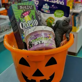 More Boo Basket inspo… You still have time to order online or pop in & select your own spooky treats! Plush, puzzles, games, books, candy, fidgets, slime… You can haunt our shop 7 days a week:
Sunday 12-4
Monday-Saturday 10-6