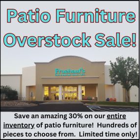 Take advantage of this opportunity to receive a great discount on all patio furniture in our overloaded warehouse!