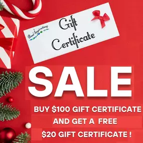 Buy a $100 Gift Certificate - Get another $20 Gift Certificate for Free!