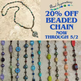 Our Beaded Chain Sale is now EXTENDED through 5/2! Don't miss out on this opportunity to snag your favorite chains at 20% off! Each chain is meticulously crafted with stunning Czech glass beads delicately linked on plated wire. Plus, with openable links, customization is a breeze! Whether you're creating jewelry or embellishing crafts, these chains are the perfect fit!