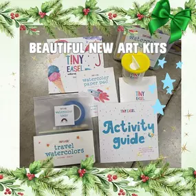 We are smitten with these beautiful new #artkits 
From a new #womenownedsmallbusiness 
#tinyeasel  
These art kits have a lot to offer 
#watercolorpencils #watercolorcrayons
#vividwatercolors 
Nice projects to get started, and a sweet TINY EASEL!