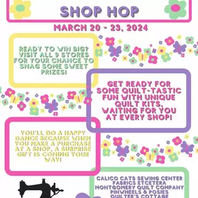 Join us and the other 8 participating shops for a fun Stars in the Garden themed Shop Hop.  

Visit each store for chances to win, kits, Gift with Purchase and PRIZES.