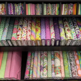 Find Tula Pink fabrics, notions, and ribbon in store.