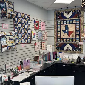 We're a participant in the All Texas Shop Hop!  Stop in for your stamp and free gift and get inspired by our All Texas Shop Hop projects and fabrics.