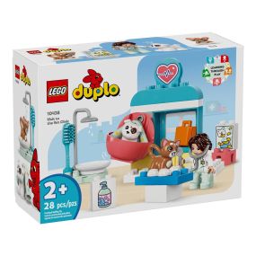 This clinic playset comes with 2 LEGO DUPLO animals – a cute dog and a cat toy – as well as a vet figure. Kids welcome the poorly pets into the clinic and pretend to be the vet whose job it is to make them well. They weigh the pets on the scales, listen to their heartbeat, then carefully wash and groom them.