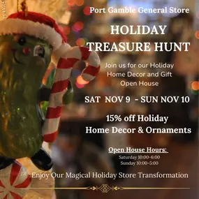 Join us for our Holiday Home Decor and Gift Open House!

15% off Holiday Home Decors and Ornaments.

Open House Hours:
Saturday: 10am to 6pm
Sunday: 10am to 5pm

Enjoy our Magical Holiday Store Transformation