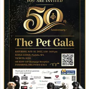 THANK YOU to our PAW-mazing sponsors for our 50th year celebration! We could not help as many pets and their people without our community's support!