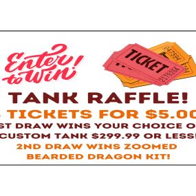 EXPO ALERT!! We are officially 1 week away from our Expo! 
We are raffling off 2 TANKS the day of the expo. 1st prize winner gets their choice of one of our BEAUTIFUL custom built tanks ($299.99 or under), and 2nd place wins a complete Bearded Dragon kit provided by our friends at ZooMed!