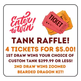 EXPO ALERT!! We are officially 1 week away from our Expo! 
We are raffling off 2 TANKS the day of the expo. 1st prize winner gets their choice of one of our BEAUTIFUL custom built tanks ($299.99 or under), and 2nd place wins a complete Bearded Dragon kit provided by our friends at ZooMed!