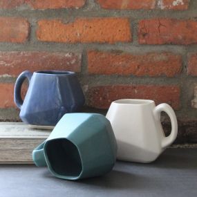Handcrafted mugs at Found Ann Arbor