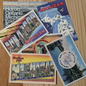 Send Great Lakes greetings to friends and relatives near and far with these Michigan postcards!

5.5 x 3.5 inches
Cover weight linen paper
Made in Michigan