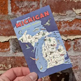 Send Great Lakes greetings to friends and relatives near and far with these Michigan postcards!

5.5 x 3.5 inches
Cover weight linen paper
Made in Michigan