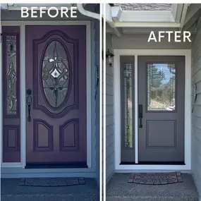 When updating a front door consider a new color to really emphasize the new look.