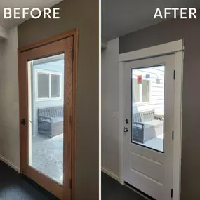 Sometimes less is more.  This customer wanted a 3/4 lite smooth fiberglass door instead of a full lite door.