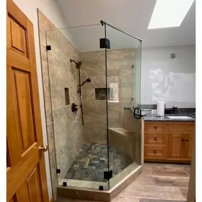 Shower door with black hardware