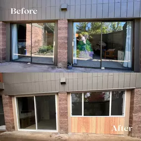 Sometimes less glass is more.  Here we removed a patio door and installed a window in it's place.