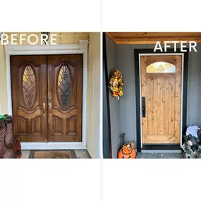 This customer wanted to downsize from a double door to a single door.