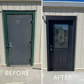 A perfect example of how a boring door can be upgraded to look like a million bucks!