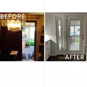 Look at how much light this room gained when we installed a new door and sidelite.