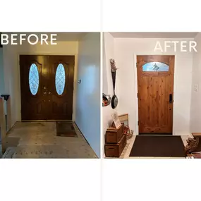 This customer wanted to downsize from a double door to a single door.