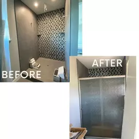 A rain glass shower door install.