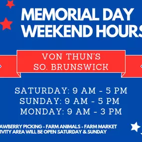 Plan your visit to the farm for Memorial Day Weekend Strawberry Picking ???? Strawberry picking, Activity Area, barnyard, Farm Market, & Greenhouse will all be open!