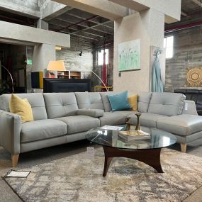The Evan Sectional, available in Right or Left Hand Chaise. Italian leather at an affordable price.
