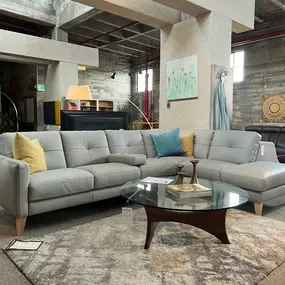 The Evan Sectional, available in Right or Left Hand Chaise. Italian leather at an affordable price.