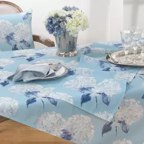 Ideal for Spring or Summer décor, this lovely Hydrangea Print Table Runner is a chic and stylish table foundation for any occasion. Easy to style up for celebrations or entertaining guests, or keep it casual for everyday meals. This table runner will become a regular favorite.