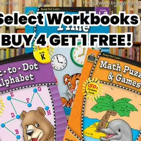 Select Workbooks are now BUY 4 Get 1 free this summer at our Folsom Premium Outlets Location! Keep your kids learning all summer long!