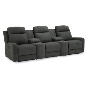 Forest Hill Home Theater Sofa – Floor Sample - The Forest Hill collection flaunts an updated approach to seating. Designed for a modern customer, the collection features clean lines and a simple track arm. Small in scale, the Forest Hill is a comfortable choice for smaller spaces.