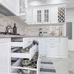 kitchen showing a need for cabinet storage solutions