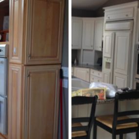 Before and after cabinet painting and cabinet refacing in Winnetka, IL
