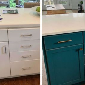 Before and after cabinet painting and cabinet refacing in Evanston, IL