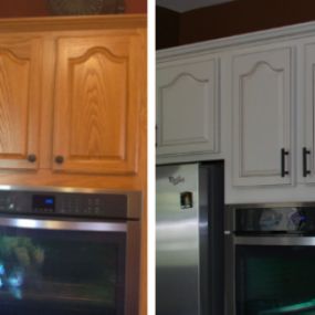 Before and after cabinet painting in Long Grove, IL