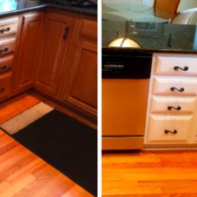 Before and after cabinet painting in Barrington, IL