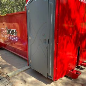redbox+ of Greater Athens Elite Dumpster with portable bathroom