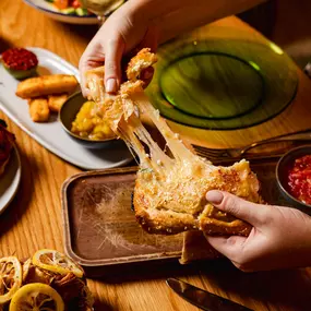 Four Cheese Sambusak: stuffed with mozzarella, kashkaval, feta, parmesan & olives