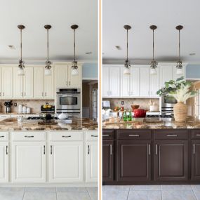 Before and after cabinet painting in Dorchester County