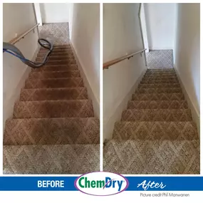 before and after carpet stair cleaning