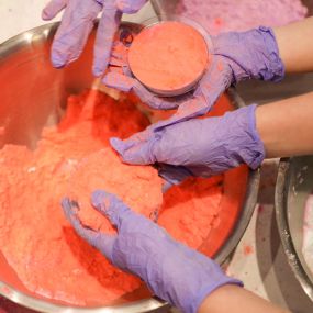 Bath bomb making during a lush party