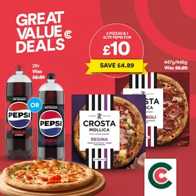 BIG NIGHT IN with 2 Pizzas & 2 ltr Pepsi for £10