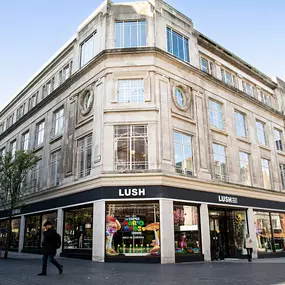 Lush Liverpool Spa from the front Outside with blue skies.