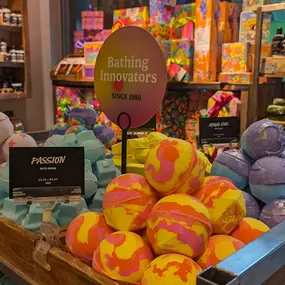 Bath Bomb Display including our new bath ballistics for World Bath Bomb Day