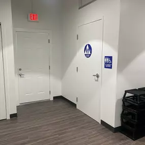 Bathroom in the back of the studio.