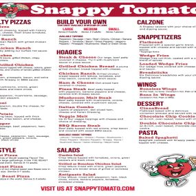 Snappy Tomato Pizza Menu – Owenton, Kentucky -
Order Online, Delivery, Carry Out and Pick-Up!
Call (502) 484-4450