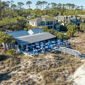 Dunes House aerial image from the beach