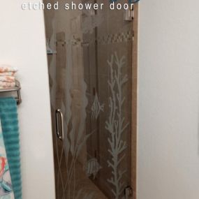 Custom Etched Shower Door - Frameless Shower Door Enclosures - Lemon Bay Glass & Mirror