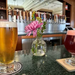 Two glasses of craft beer with delicious fizz